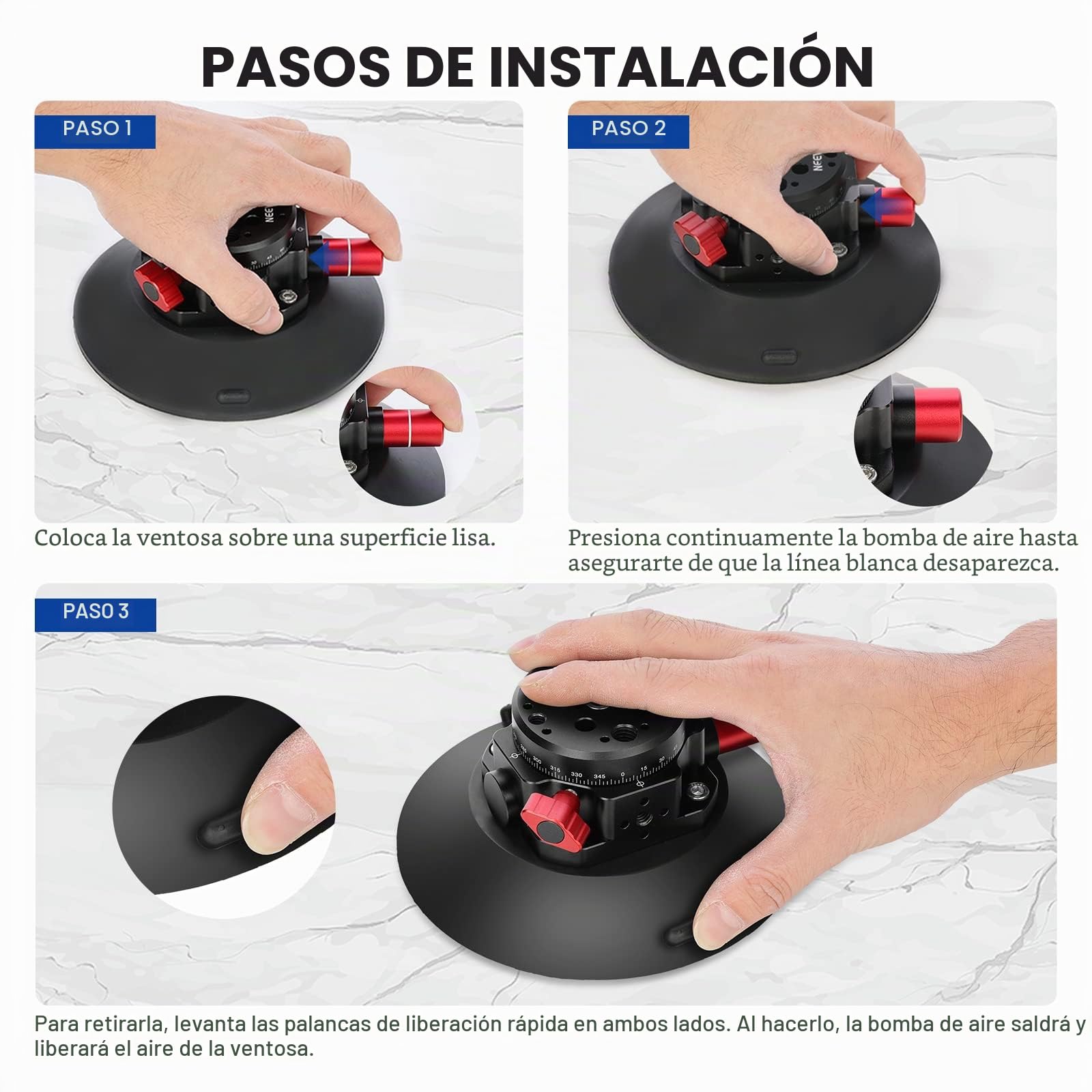 NEEWER Soporte de cámara con ventosa de 6 pulgadas compatible con GoPro, cabeza de bola de metal para parabrisas de coche, brazo mágico con adaptador de cámara de acción, paño de limpieza para soporte