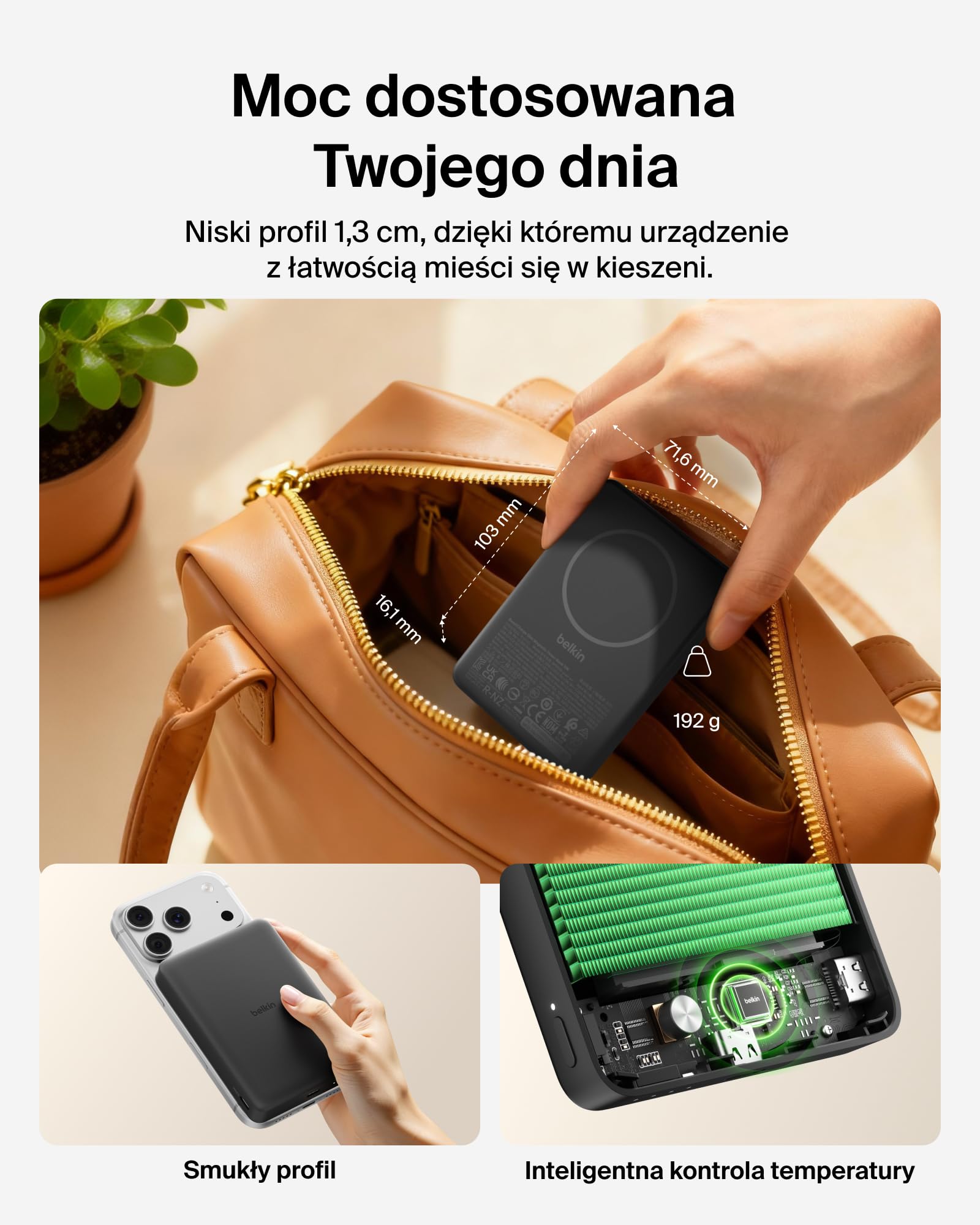 Belkin BoostCharge Magnetyczny Powerbank 10 000 mAh, Porty USB-C – Czarny | Powerbank Bezprzewodowy 10 000 mAh, Pierścień Magnetyczny, 2 Porty USB-C, Naładowany, Kabel w Zestawie, do Podróży Samolotem