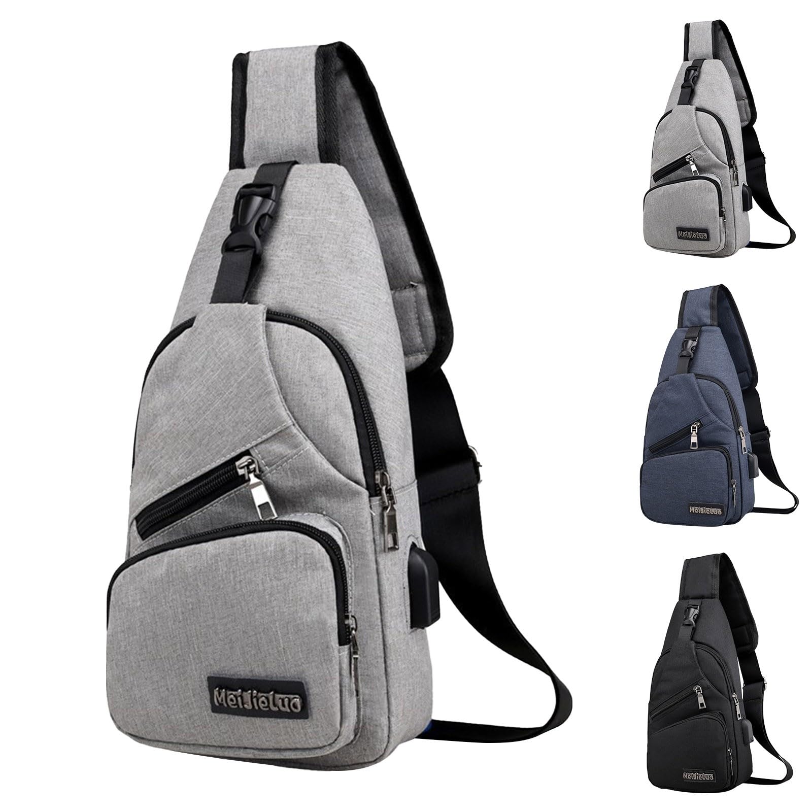 Sac à dos à bandoulière avec trou USB et trou pour écouteurs de randonnée