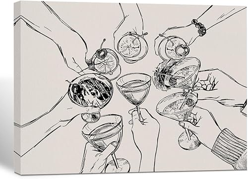 Arte de pared Cheers - Accesorios de carrito de bar y decoración de bar del hogar - Pinturas artísticas enmarcadas - Galería de cocina y sala de