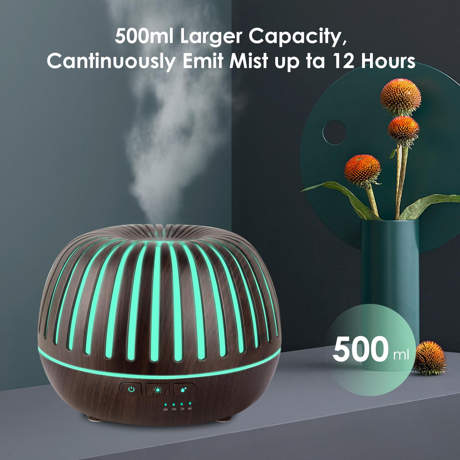 Diffusore Oli Essenziali 500ml Con 8 Oli - Aromaterapia E Umidificatore - Foto 2