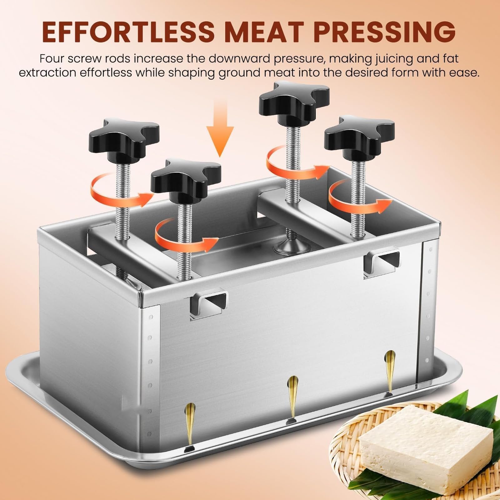 Herramienta de prensa de carne, caja de molde de acero inoxidable con presión de doble tornillo, capacidad de 3 kg, ideal para hamburguesas rellenas, deslizadores y barbacoas
