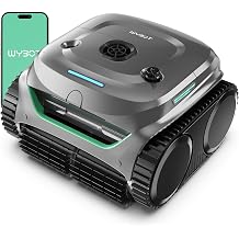 WYBOT C2 Cordless Robotic Pool Cleaner, Dual Filtrations, Floor, Wall &amp;Waterline Cleaning, App Scheduling, Smart Navigation, Pool Vacuum for Inground Pools, Carbon Gray with Green Handle