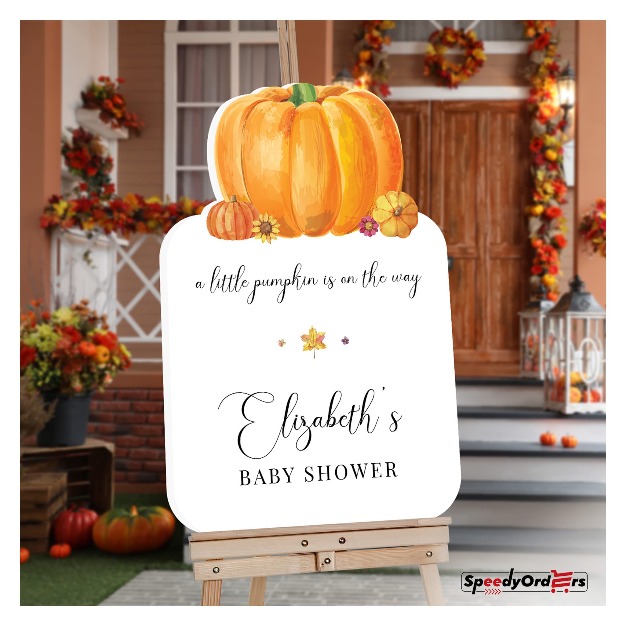 Personalized Little Pumpkin Baby Shower Photo Booth Frame - Customized A Little Pumpkin Is On The Way Baby Shower Photo Frame - Custom Little Pumpkin Theme Baby Shower Party Photo Prop (Paper)