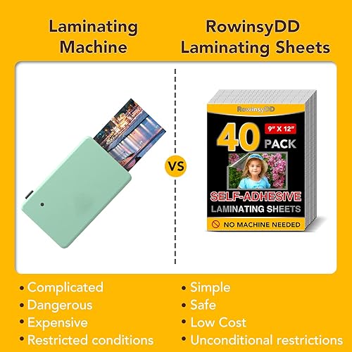 Miniatura 8 de 130 hojas de laminación autoadhesivas, 9 x 12 pulgadas, hojas laminadoras transparentes, no necesitan máquina, hojas laminadas autosellantes