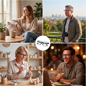 3-Piece Auto Focus Glasses Self Adjusting, Black Gold Smart Reading Glasses with Zoom Function, Autofocus Glasses for Professional Work and Daily Activities