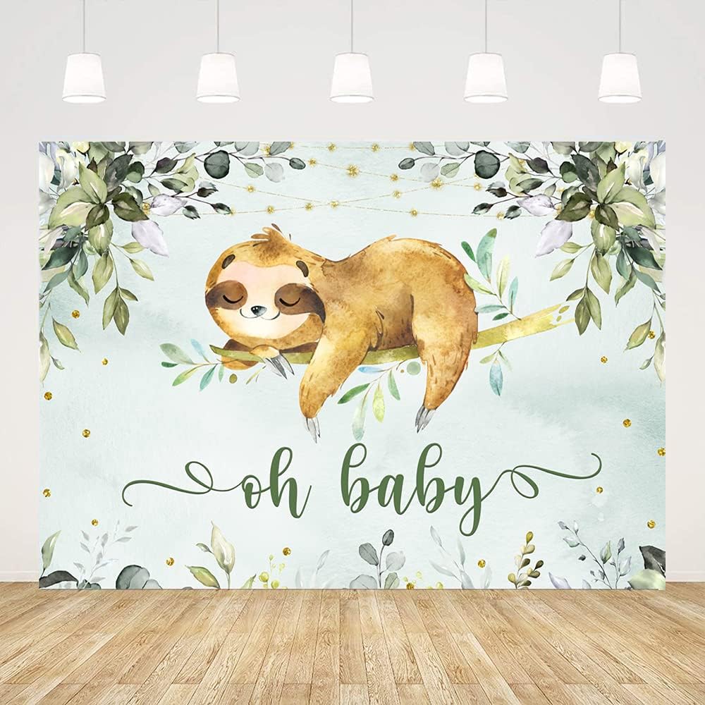 5x3ft Sloth Baby Shower Backdrop with Jungle Animals Liberia Ubuy