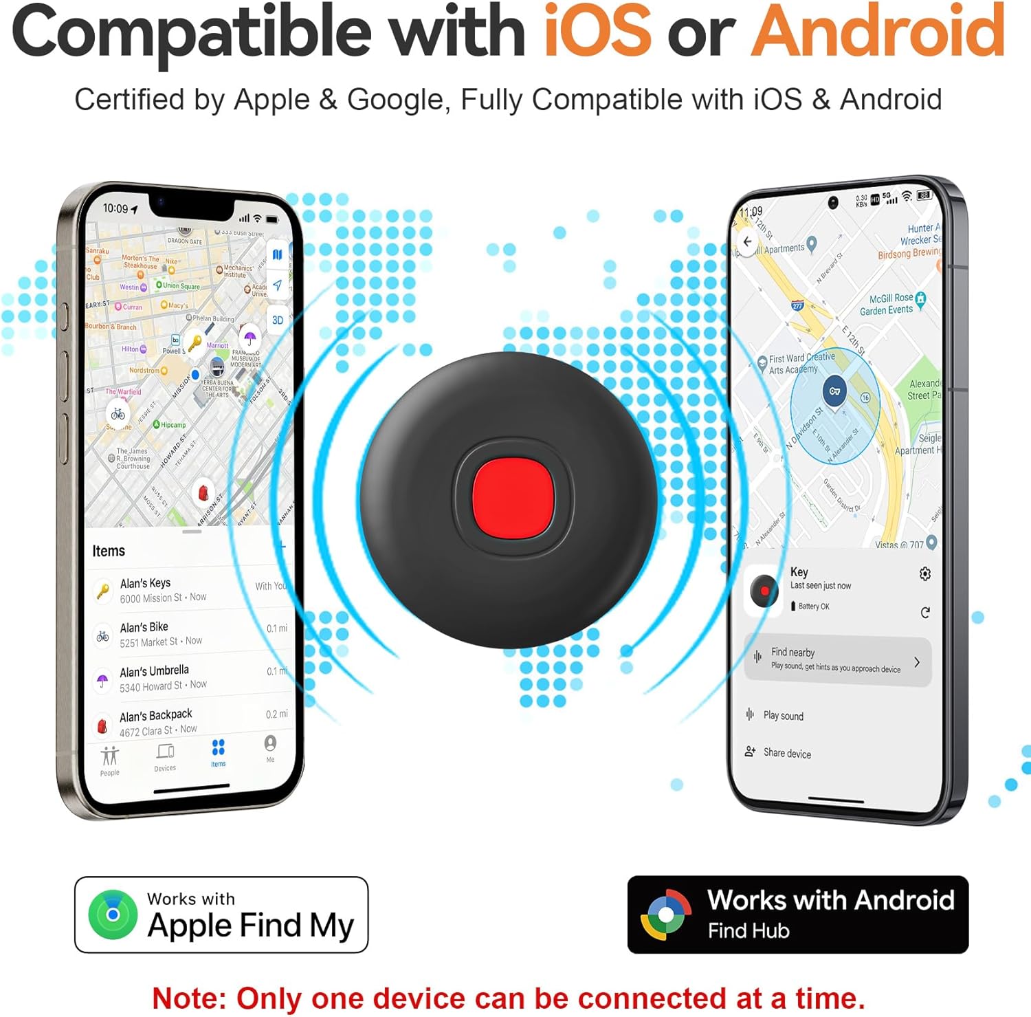 Air Tracker Tags for Android or iOS, Dual System Smart Bluetooth Tags, Find My or Google'S Find Hub App, Keys Finder and Item Locator, Android Luggage Tracker Tags for Keys, Wallets, Bags - Image 2