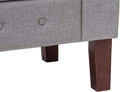 Miniatura 6 de Awonde Banco de almacenamiento armado para dormitorio, entrada, sala de estar, banco otomano tapizado copetudo, color gris