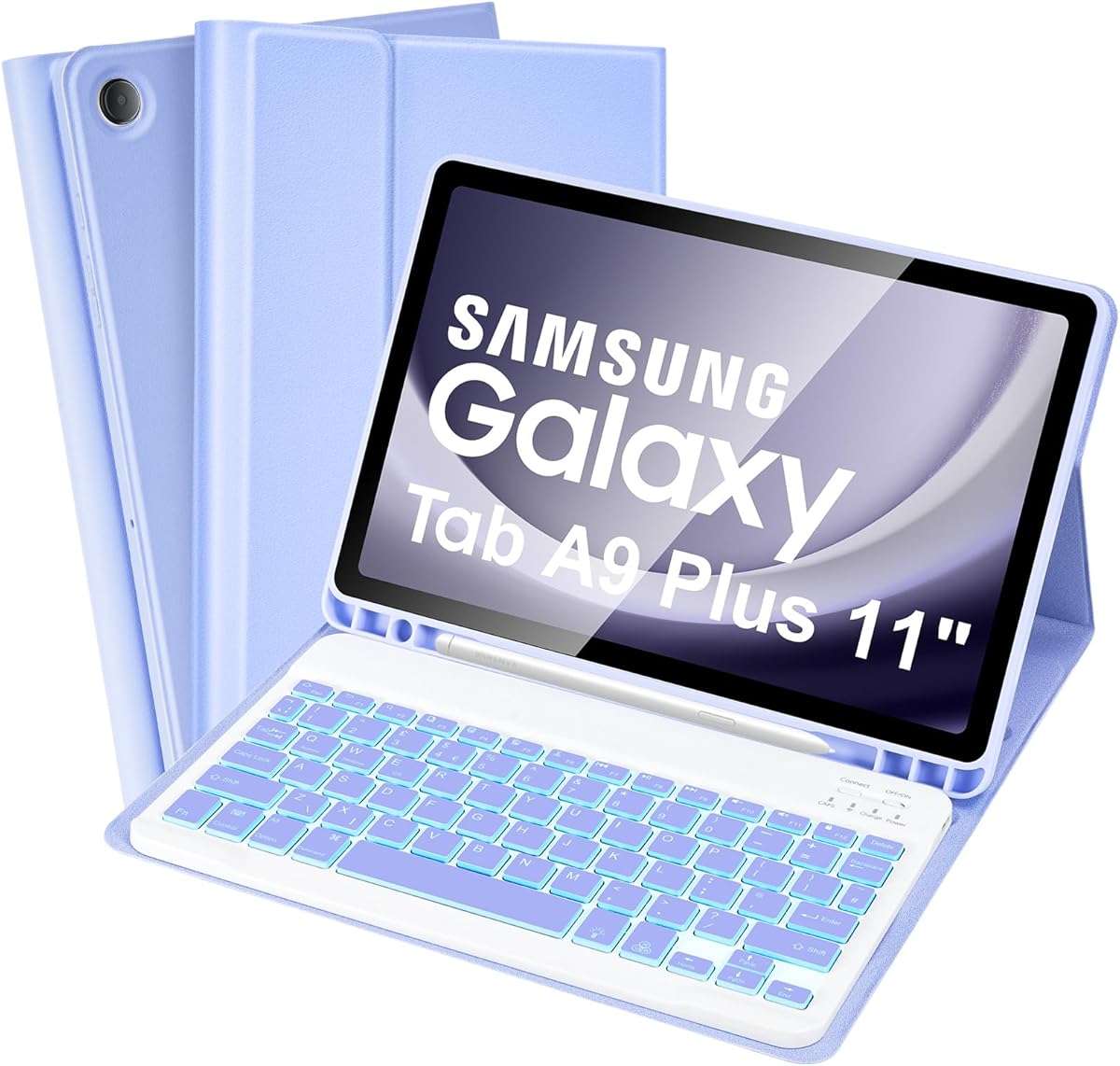 SOPPY Backlit Keyboard Case for Samsung Galaxy Tab A11 Plus 11" 2025/ A9 Plus 11" 2023, UK Layout, Slim Magnetic Cover with Detachable Wireless Keyboard for Samsung Tab, Purple