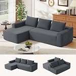 Zevemomo 96.9" Convertible Sofa Bed, L Shaped, Left Facing Chaise, Black | Soft Fabric Sleeper Sofa, Modular Sectional Sofa for Living Room, No Assembly Required