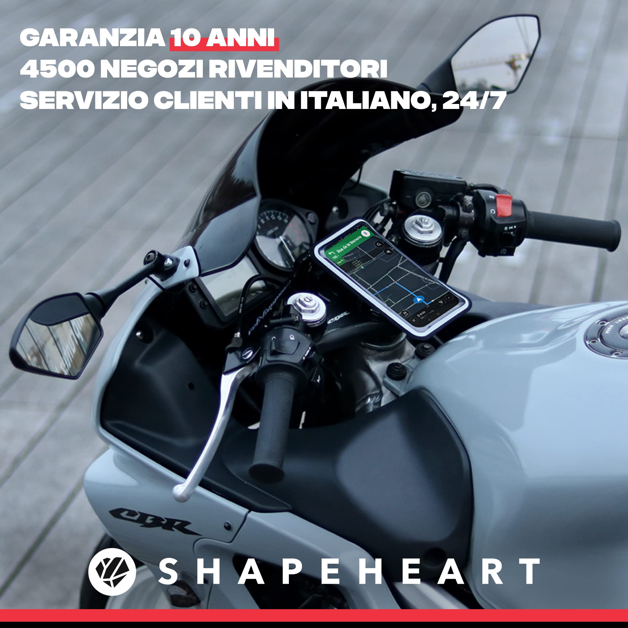 SHAPEHEART innovazione francese, supporto per telefono moto sportivo magnetico per mezzo manubrio, manubri bracciali. Porta telefono moto sportiva, anti vibrazione, impermeabile e universale