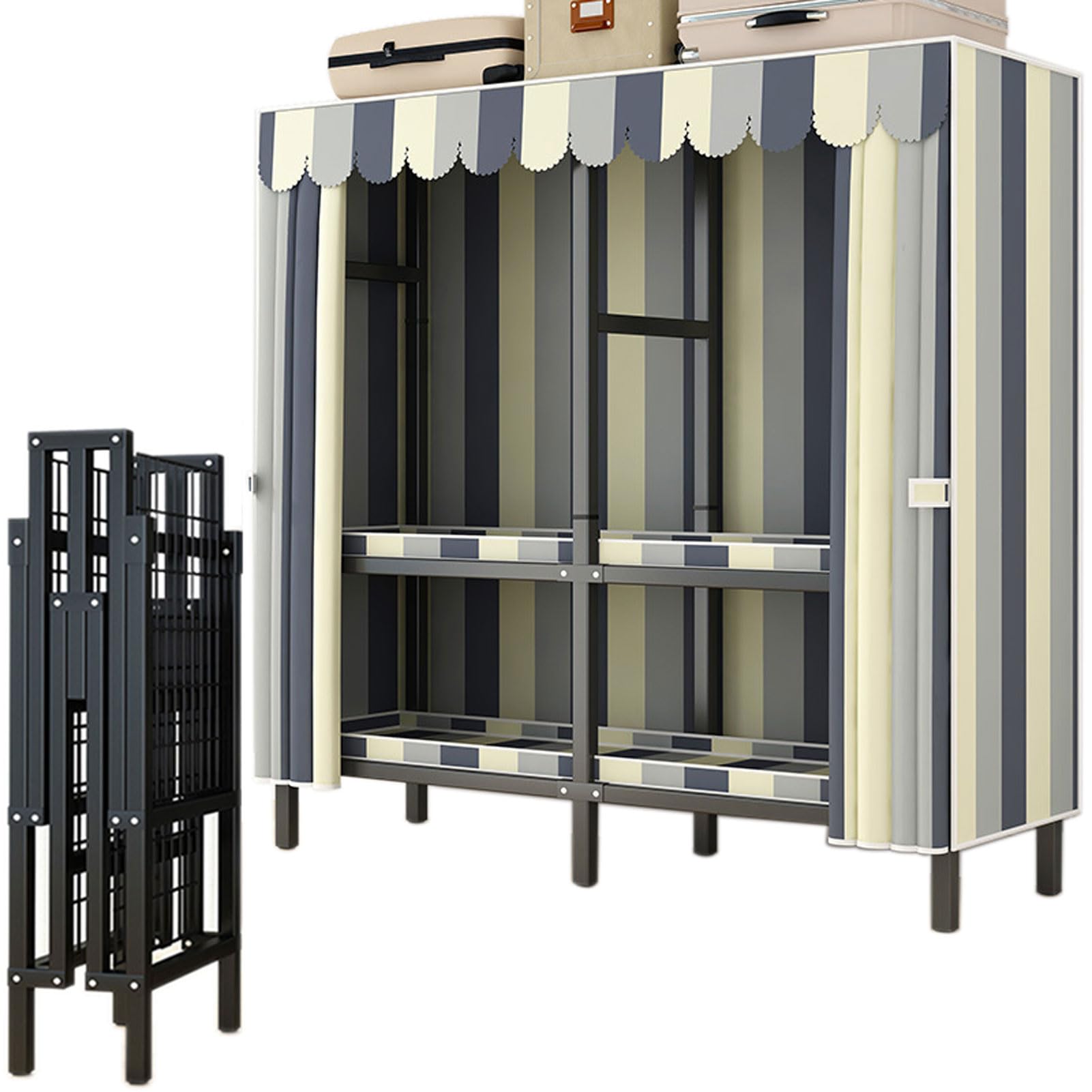 Armoire en toile pliable avec fermeture éclair penderie tissu dressing amovible chambre