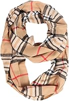 TZPromise Unisex Infinity Scarf Tartan Plaid Soft Viscose 72x12 Winter Cold Weather Loop Scarf