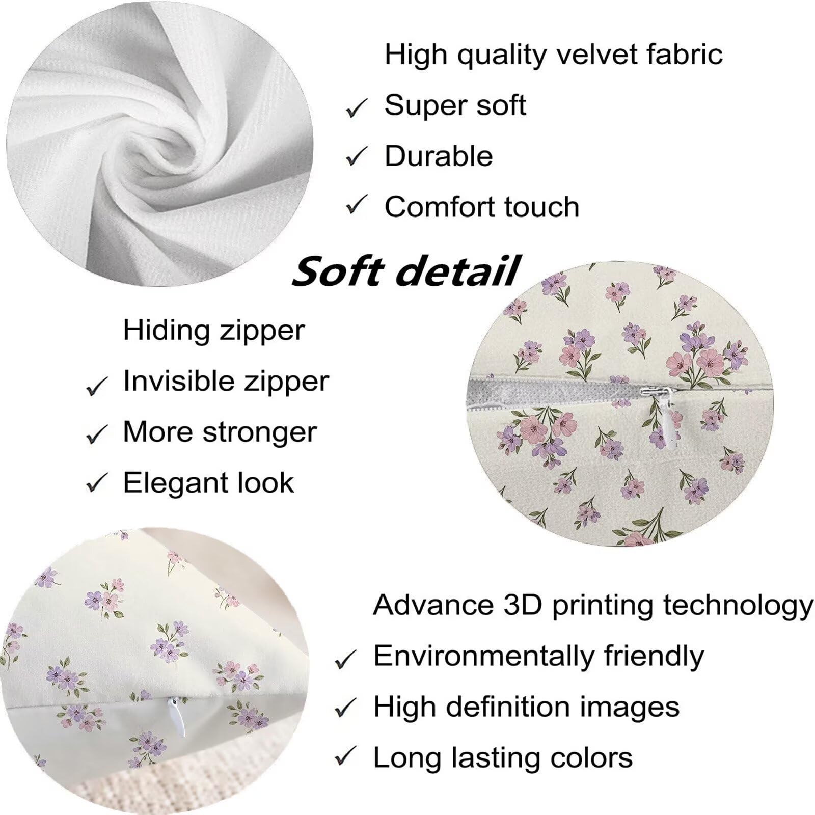 Viola Federe Cuscini Divano 60x60cm, Cuscini da Esterno Set de 4, Cod-186 | Velour Copricuscini Decorativi Letto Arredo, per Letto, Soggiorno, Giardino, Esterno, Casa Decorazione Set di 4 Fiore
