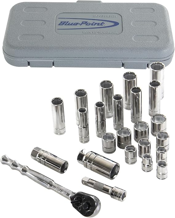 BluePoint BLPATSM3824, 3/8 DR Socket Set, 24PC/Set (Metric)