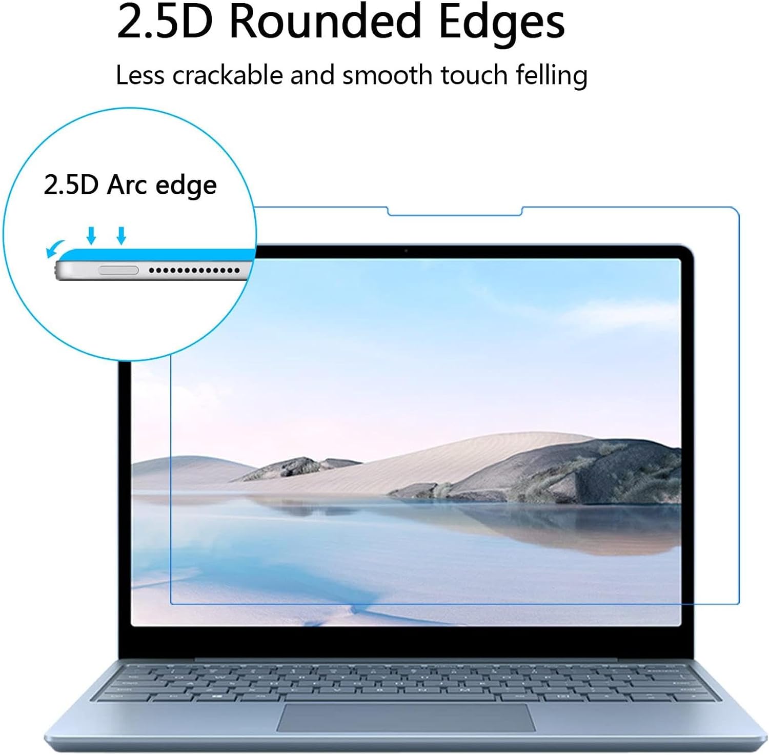 Adeway [2 Pack] Tempered Glass Screen Protector for Surface Laptop Go 2 12.4 inch, 9H Hardness, Scratch Resist,HD Transparent, also for Microsoft Surface Laptop Go Screen Protector (2013/1943 Model)