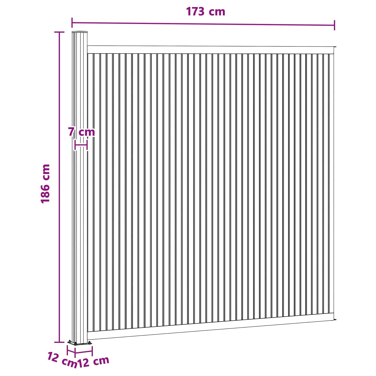 Panneau de clôture WPC et aluminium noir 173 x 186 cm pour jardin extérieur terrasse balcon piscine, barrière rigide composite PVC bois métal, occultation séparation intimité
