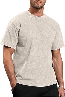 Aiyino Mens Acid Wash T-Shirt Oversized Vintage Cotton Casual for Men