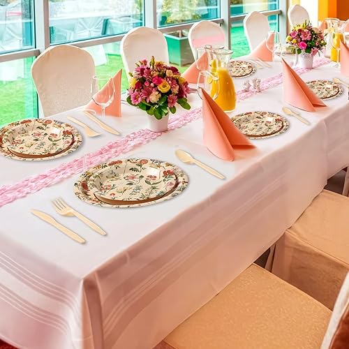 Miniatura 7 de 175 piezas de suministros florales para fiestas, platos de papel de flores, servilletas, vajillas desechables para fiestas para 25 invitados,
