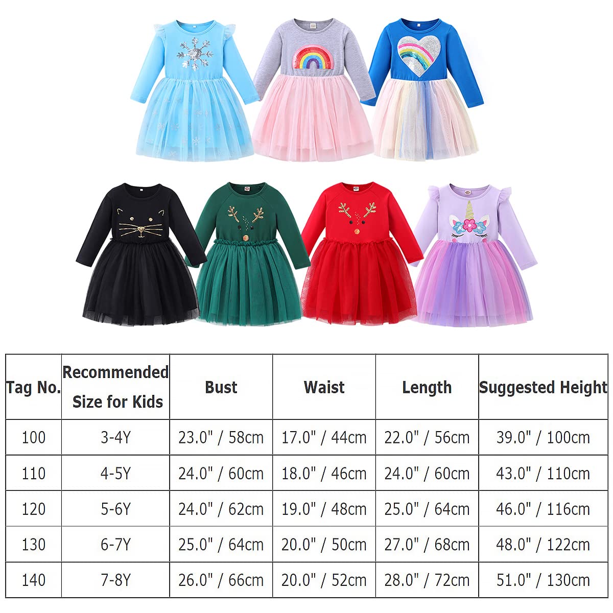 IMEKIS Vestito di Natale per bambina, con renna, fiocco di neve, costume di Natale, principessa, in tulle, tutù, in cotone, a maniche lunghe, autunno, inverno, con fascia