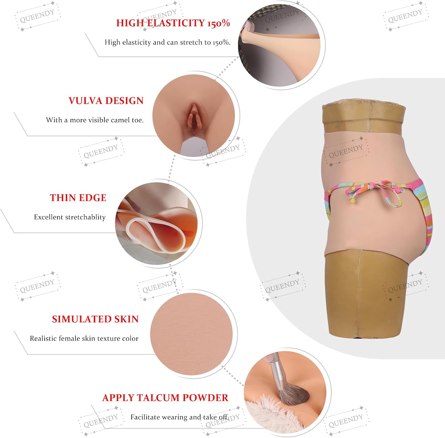 Color 1,S, Silicone Fake Vagina Panties Butt Padded Push Shaper False Pussy Briefs with Catheter for Crossdresser Drag Queen