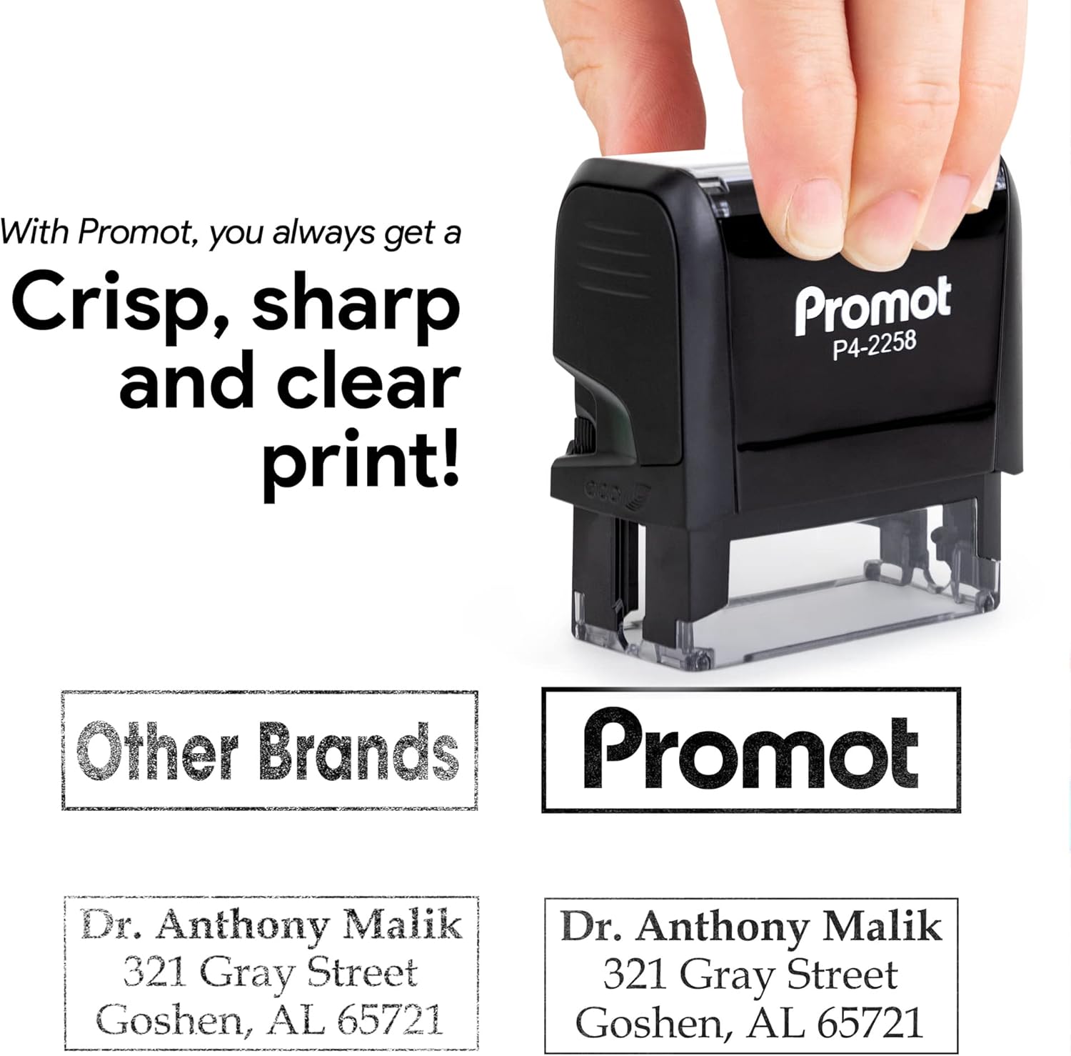 Sello Automático Personalizado Para Oficina - Hasta 3 Líneas De Texto, 50x20 Mm, Más De 5000 Impresiones