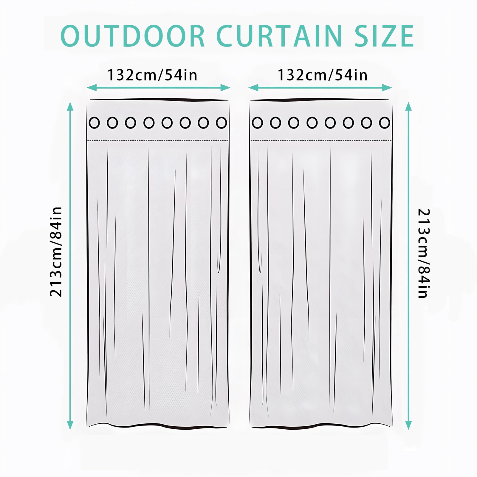 Outdoor Vorhang Wetterfest 2 Stück B132 x H213cm Atemberaubender Meerblick 3D Gedruckt Outdoor Vorhänge Wasserdicht mit Ösen, Outdoor Gardinen Sichtschutz für Balkon Terrasse Veranda Pergola