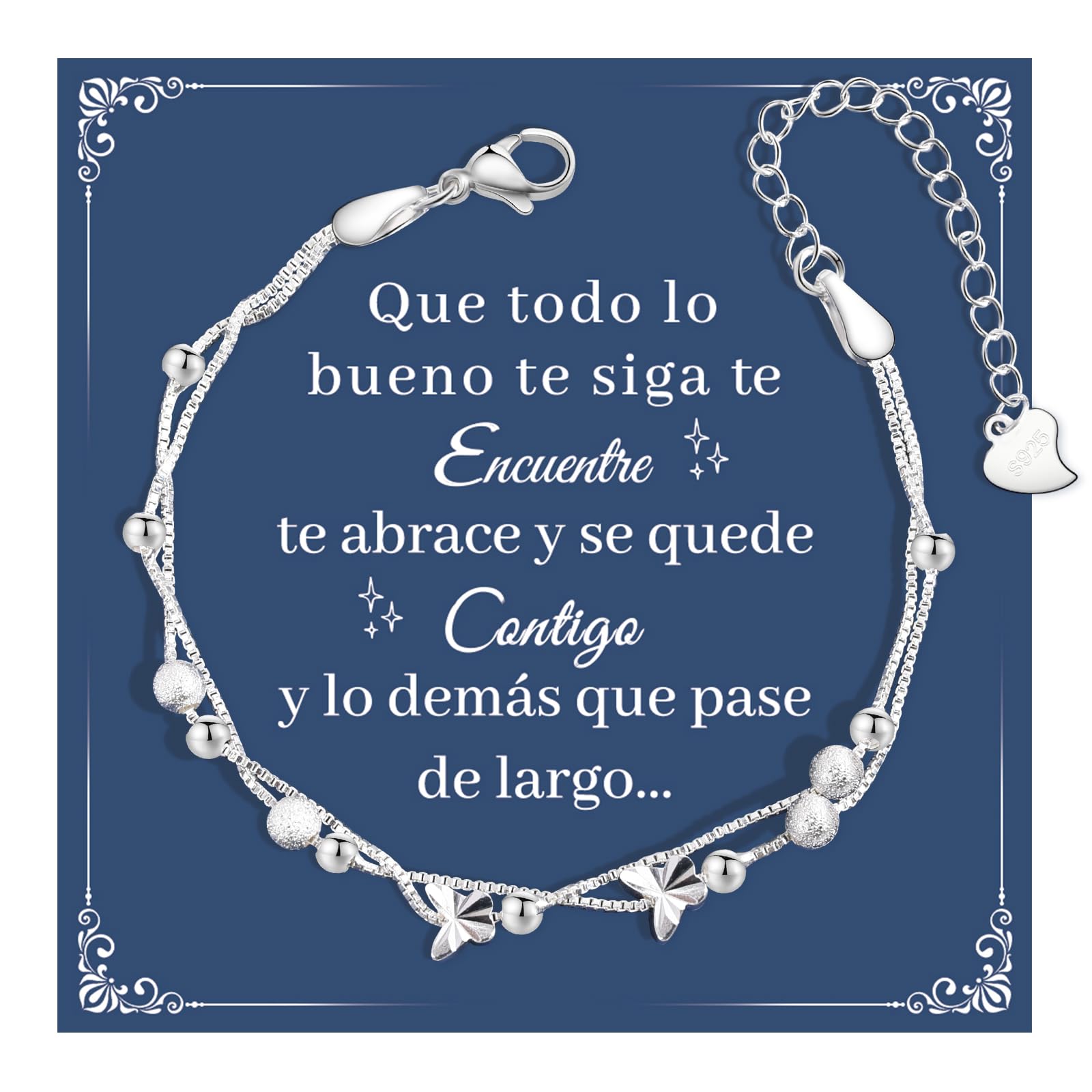 CheersLife Regalos Para Mujer Pulsera Mujer Regalo Cumpleaños Mujer Hijas Amigas Hermanas Colegas Novias Mamá Navidad Regalos Creativos Cuentas Pulsera Estrella Regalo Amistad Pulsera Plata Mariposa
