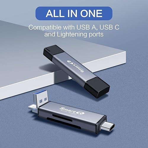 Miniatura 2 de SmartQ C350TL Lector de tarjetas SD para iPhoneAndroid, USB C 3.0 y USB A 2.0 adaptador de tarjeta de memoria súper velocidad para PC, portátil,