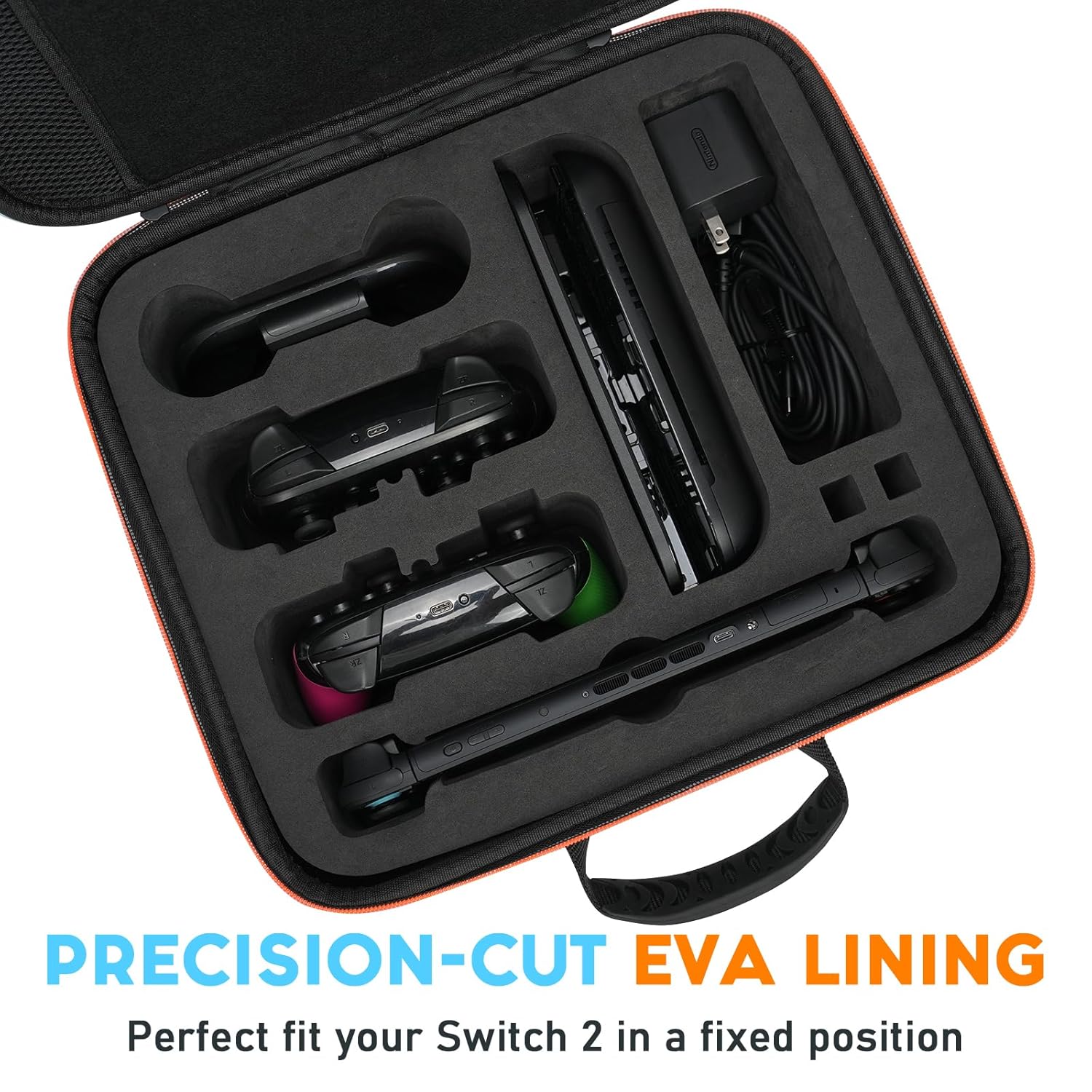 Diocall All in One Carrying Case Compatible with Nintendo Switch 2, Dock, 2 Pro Controllers, Joy-Con Grip, Power Adapter, 28 Games and Accessories - Image 4