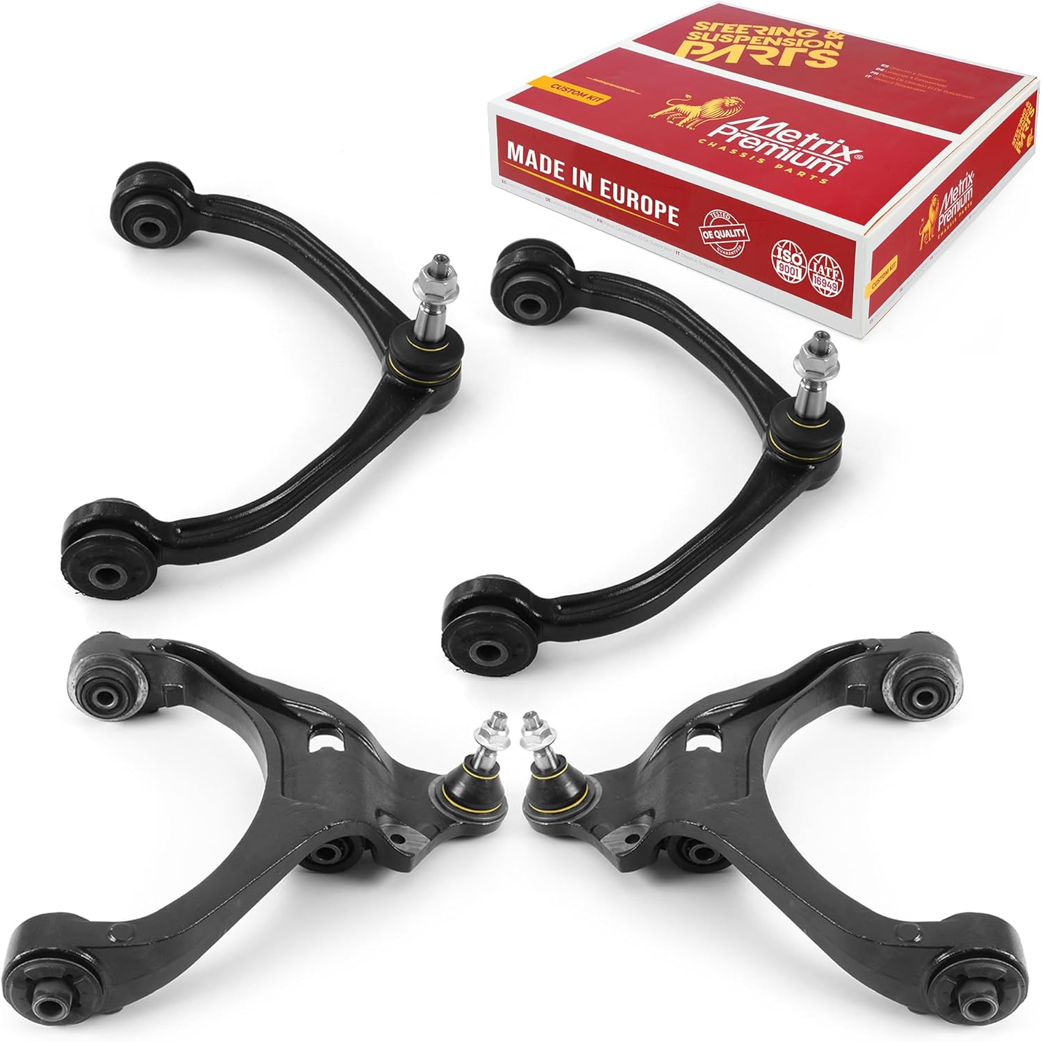 Metrix Premium Chassis Parts 4-Piece Front Upper and Lower Control Arm Kit with Ball Joints