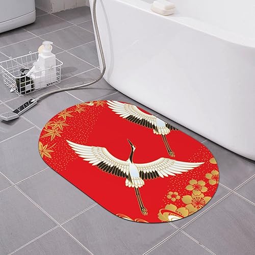 Augenstern Diatomaceous Bath Mat Red-Cherry-Maple-Japanese Quick Drying Shower Mat Door Mat Rubber Backing Non Slip Rug