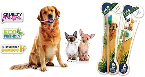 Miniatura 3 de Woobamboo! Cepillo de dientes ecológico de bambú para perros de raza grande, biodegradable, plástico negativo (paquete de 2)