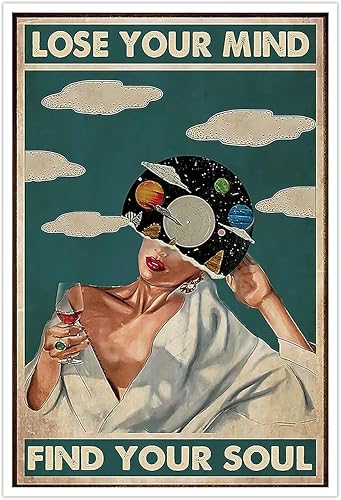 Póster vintage de "Lose Your Mind Find Your Soul", lienzo de salud mental, arte de pared estético abstracto, pintura impresa para niñas, decoración