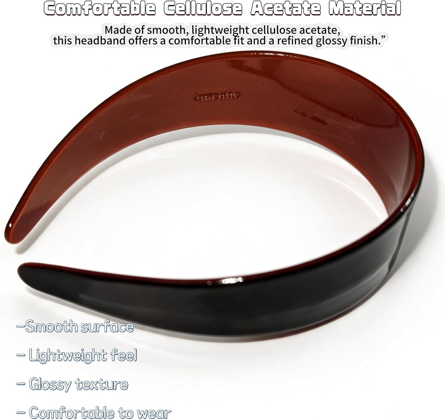 Men’s Acetate Wide Headband 1&1.5 Inch Solid Color Non Slip Sweat Resistant Hair Band for Workout Cycling Yoga Gym Sports Daily Wear