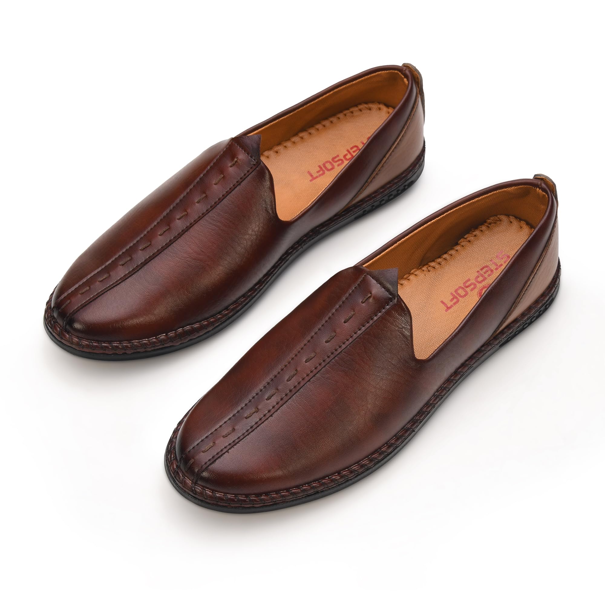 Faux Leather Juttis for Ethnic & Casual Wear Breathable Stylish Slip-On Mojaris for Men Casual Gathering & Occasions Wear | Lightweight Loafer Shoes for Men-image-45