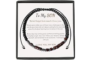 Mens Beaded Bracelets with Message Card for Son