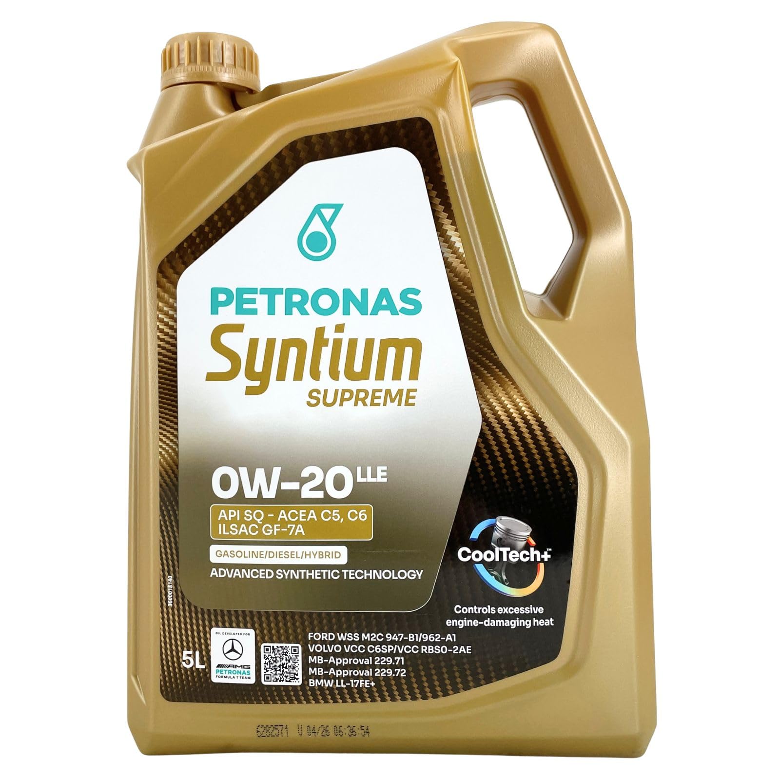 Petronas Syntium Supreme 0W-20 LLE Motoröl für BMW Mercedes PKW Öl 5L