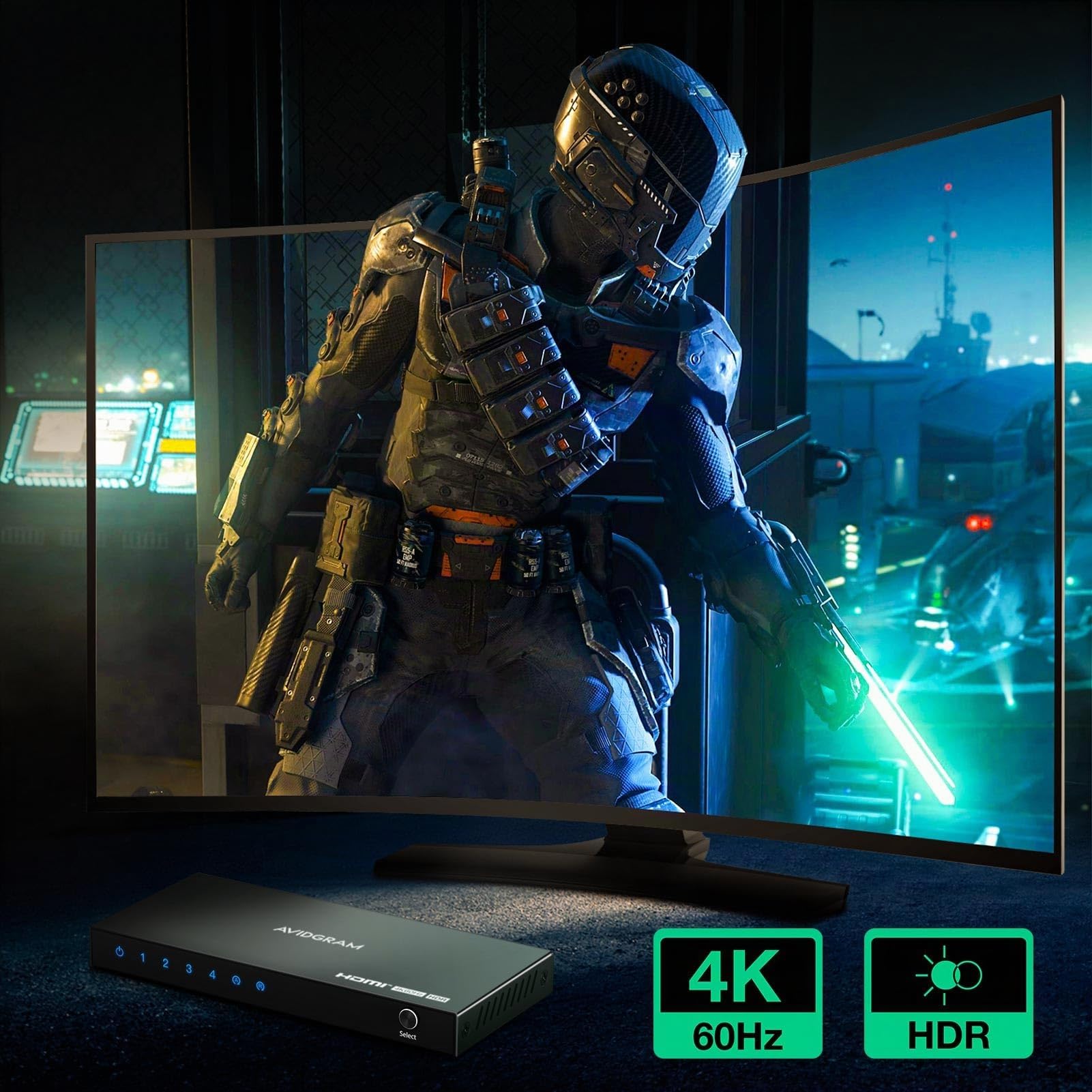 AVIDGRAM HDMI Switch 4K 60Hz HDMI 2.0 4 in 1 Out Selector Box with IR Remote HDCP 2.2 HDR10 3D 18Gbps