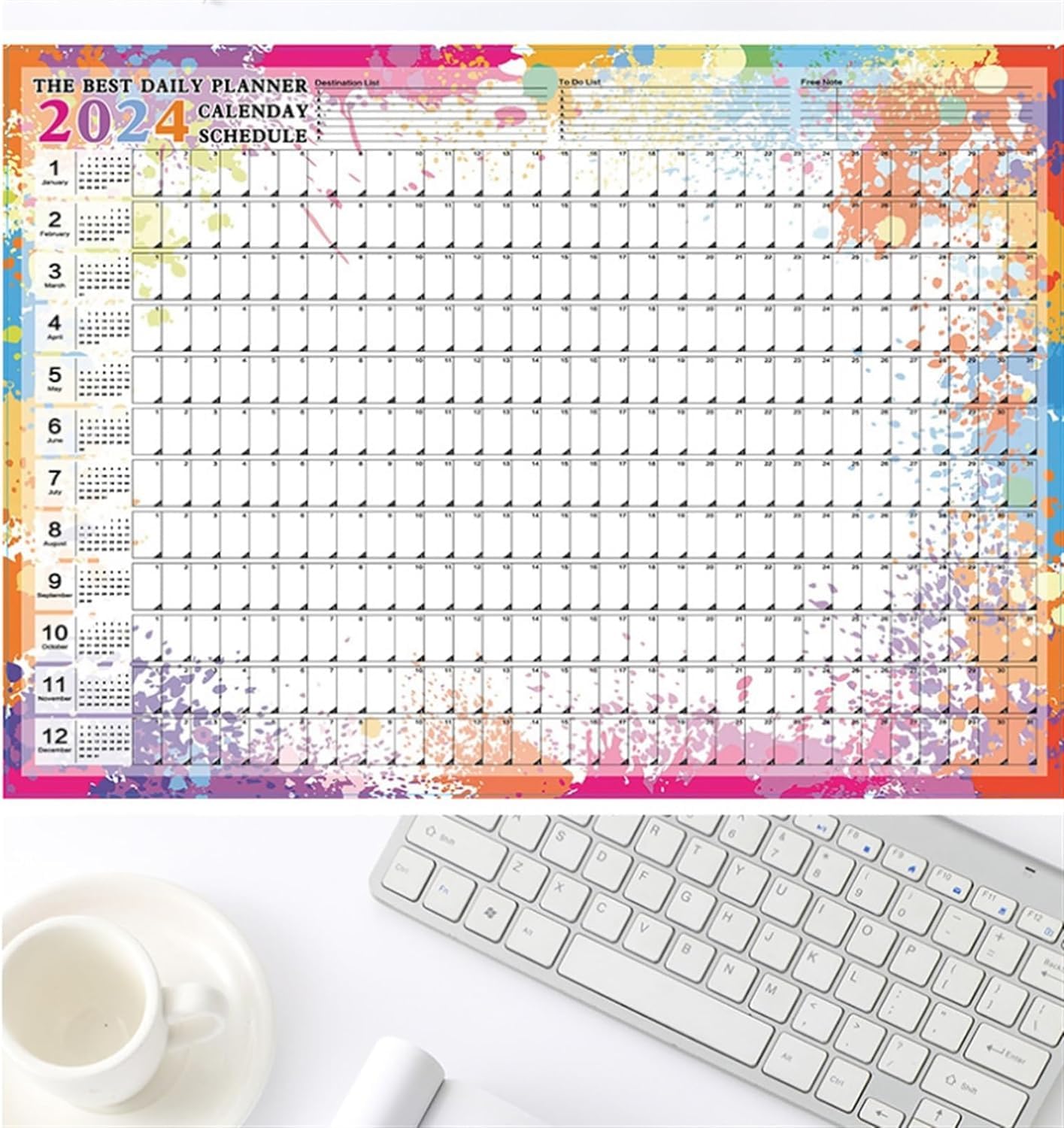 Calendario, calendario da parete, calendario 2024 calendario da parete 2024 calendario mensile 12 mesi annuale planner annuale 2024 calendario da parete calendario da ufficio (dimensioni: 2 pezzi)