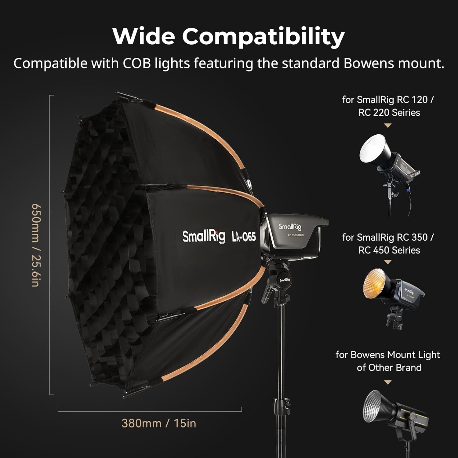 SmallRig LA-O65 Octagonal Softbox, 65cm/25.6in Quick Release Softbox with Carrying Bag, for Bowens Mount COB Lights for SmallRig for Neewer for Aputure for Godox