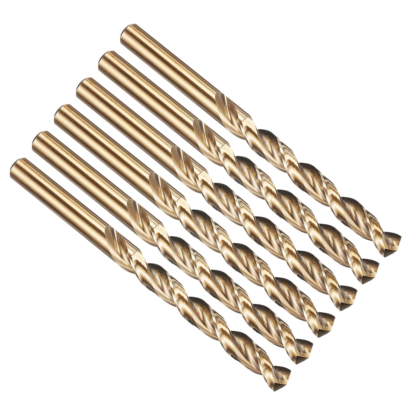 PATIKIL 9mm Drill Bit, M42 8% Cobalt High-Speed Steel Jobber Straight Shank 135° Gold Finish for Hard Metal High-temperature Titanium Alloy - 6 Pack