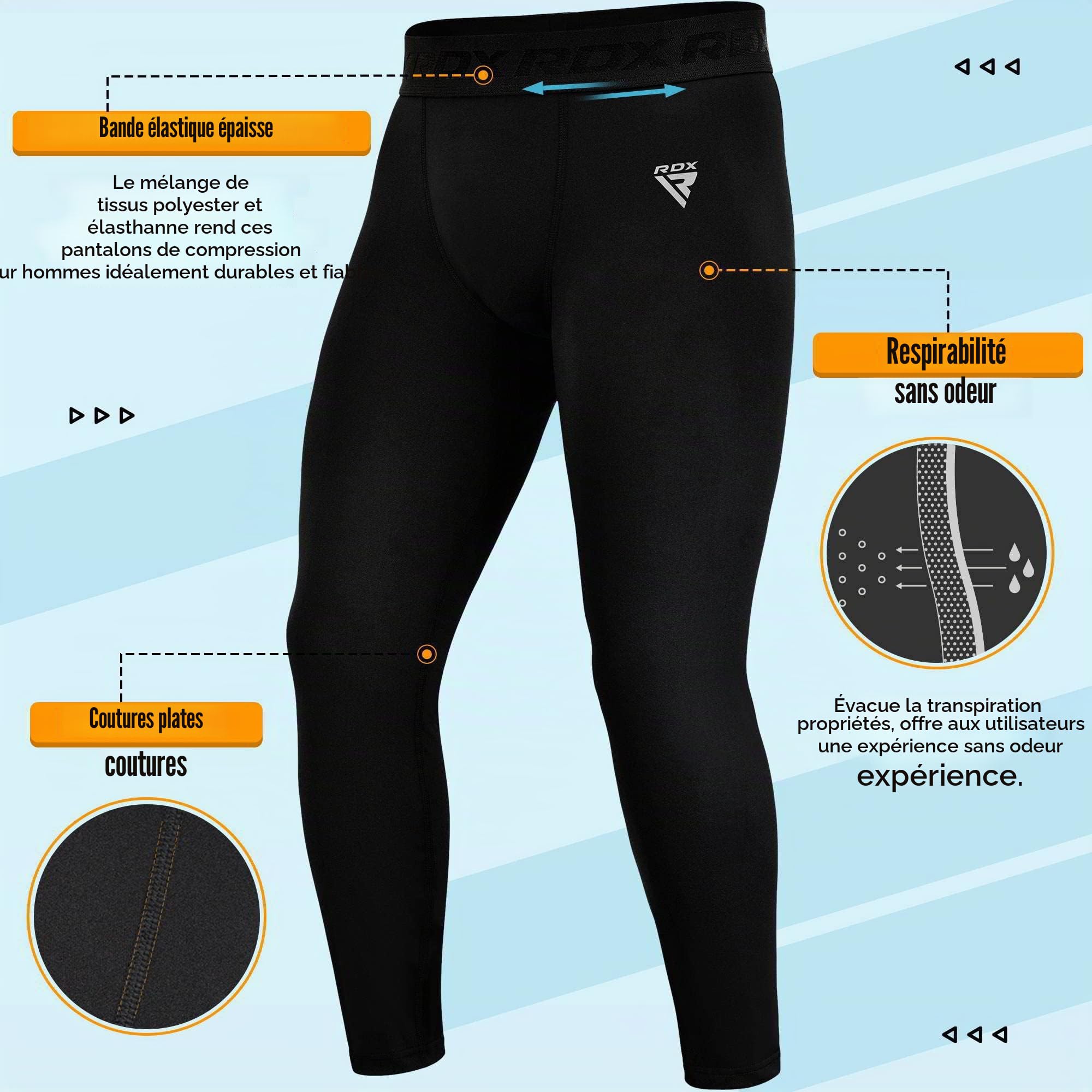RDX MMA Pantalon de Compression Thermique, Pantalon avec Couches de Base, Sport Triathlon Gym Workout Running Training Boxe Fitness Pantalon de Cyclisme, Quick Cool Dry Tights Caleçon