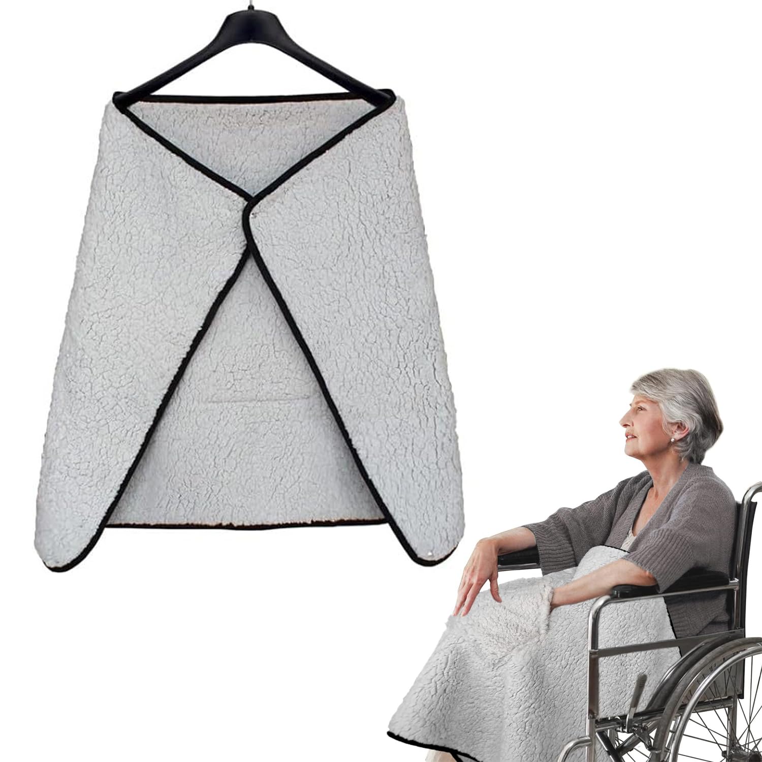 Manta térmica portátil de viaje, acogedora manta de forro polar para silla de ruedas, chal para exteriores, para rodillas, espalda y hombros, perfecta para el calor del invierno