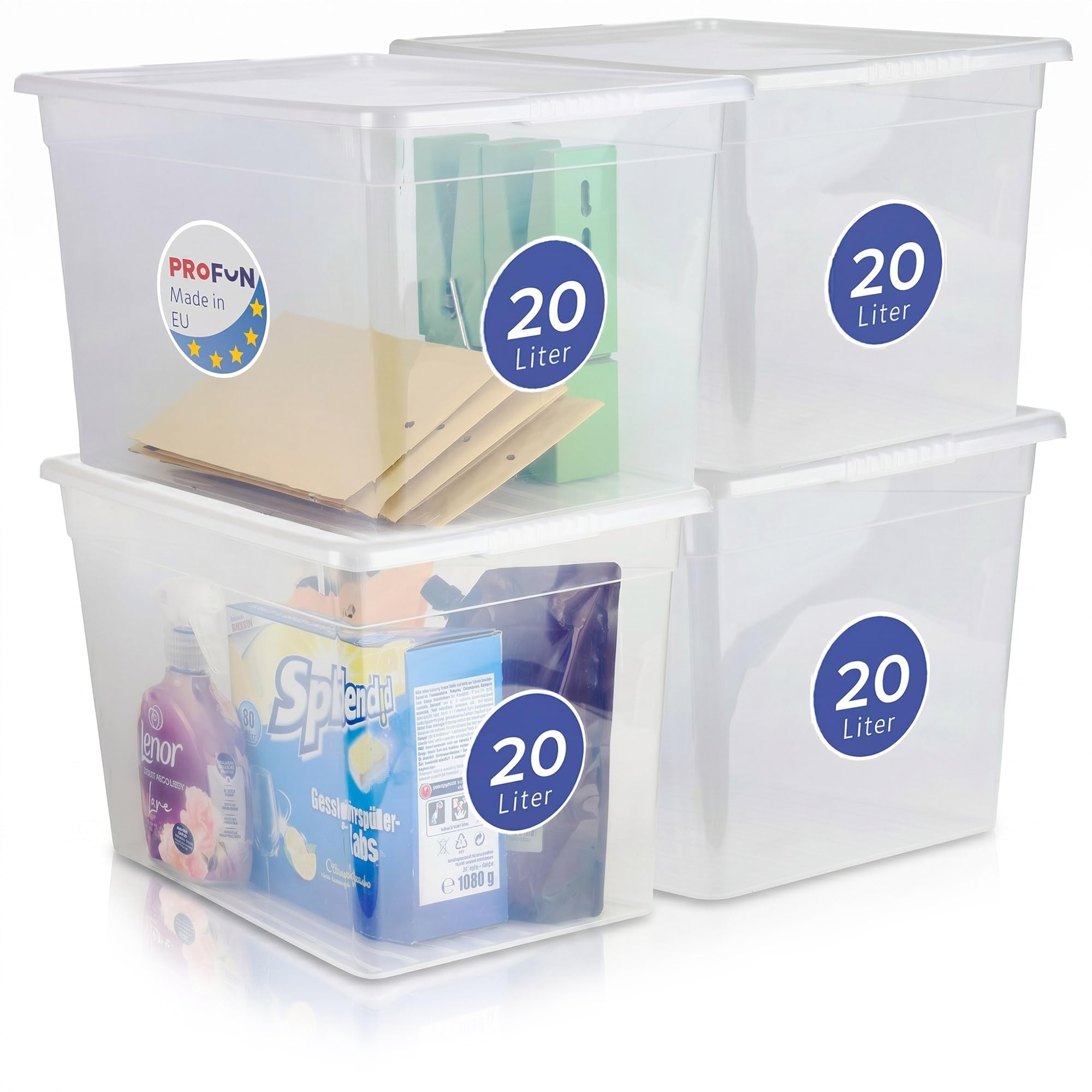 Boîte en plastique avec couvercle 20L PROFUN | Bac de rangement empilable maison