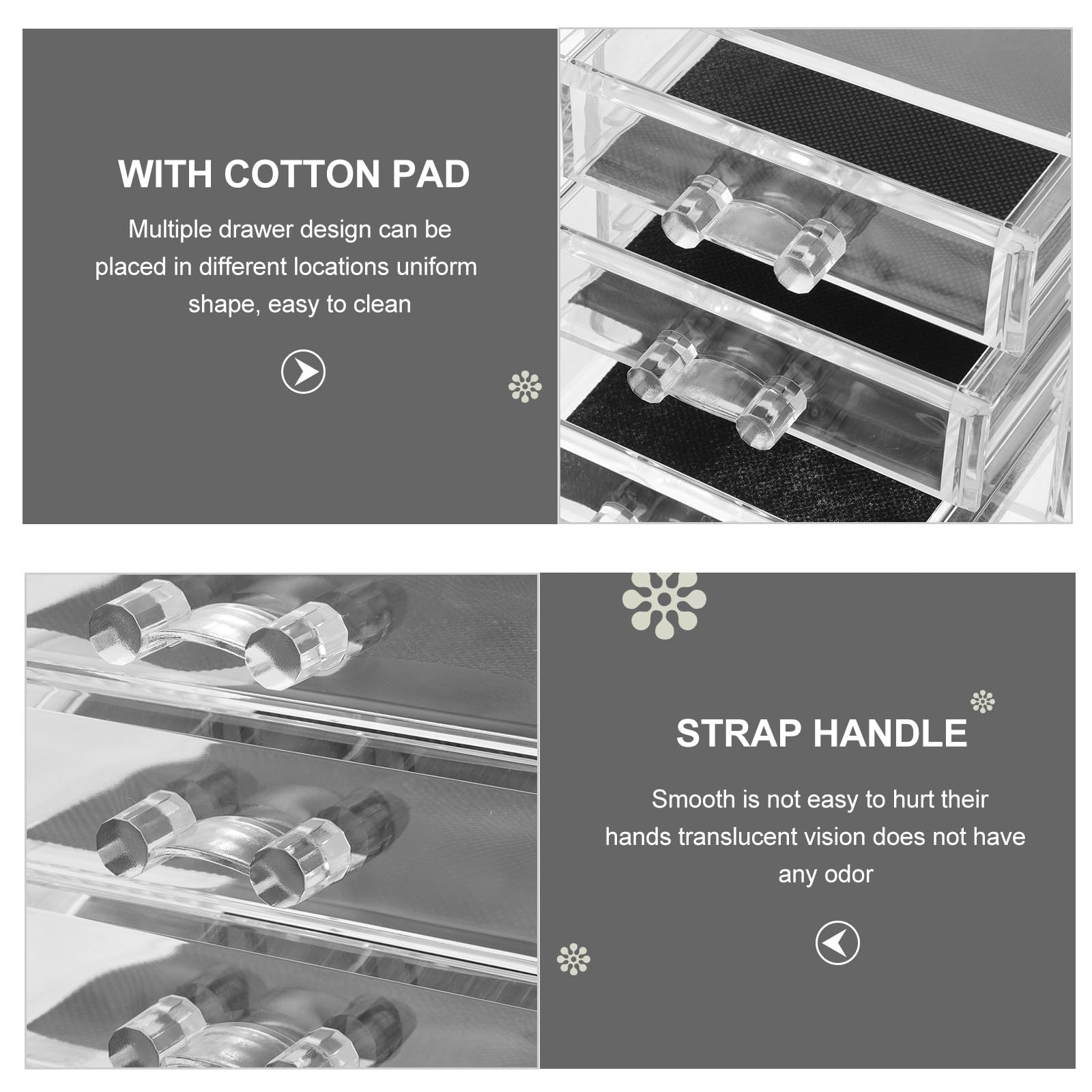 Organizer Trucco Acrilico Trasparente 3 Cassetti Grandi Porta Cosmetici per Bagno e Scrivania Organizer Portatrucco Resistente e Spazioso per Accessori di Bellezza