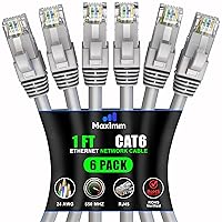 Vista 51 de Maximm Cable Ethernet Cat 6 de 10 pies (paquete de 6) - Cable LAN de alta velocidad, cable de Internet, cable de conexión y cable de red - UTP