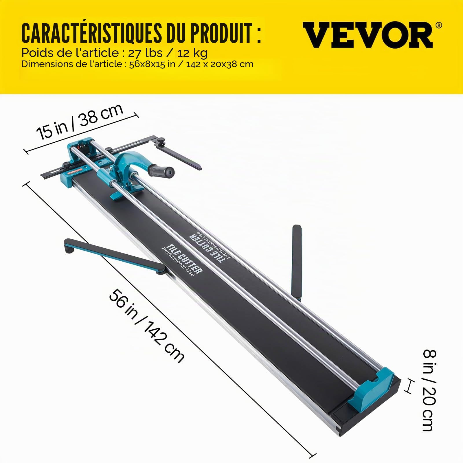 BestEquip Coupe-carreaux manuel 120cm en acier, pour couper les matériaux en pierre y compris les carreaux de sol normaux/les polis Bleu