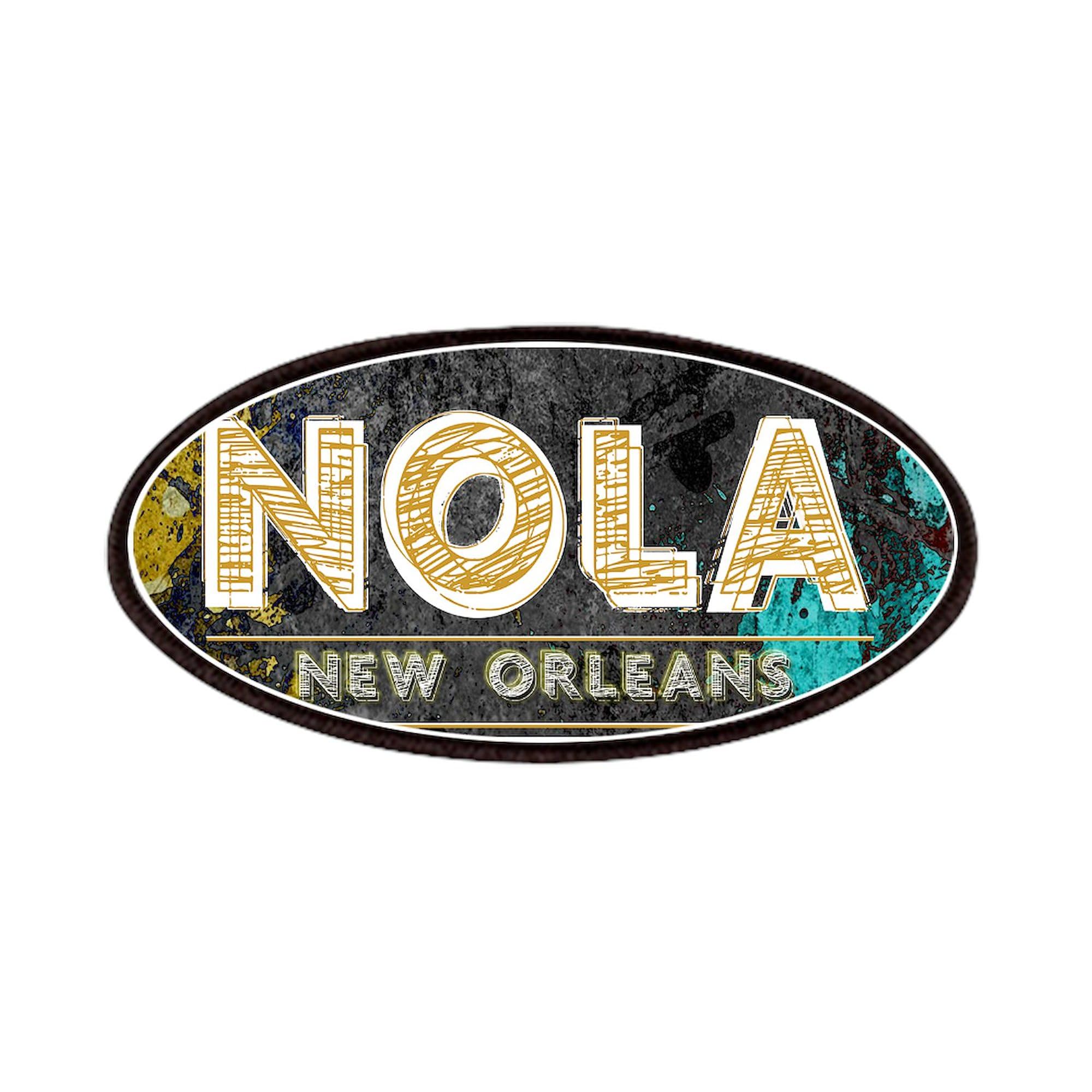 CafePress NOLA New Orleans Black Gold Turquoise Grunge Patch, 4